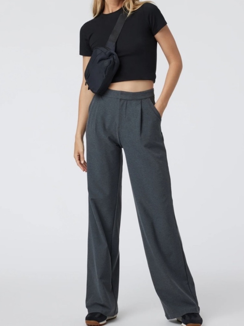Vuori Elevation High Rise Trouser in Dark Pewter Heather Grey | SMALL NWT